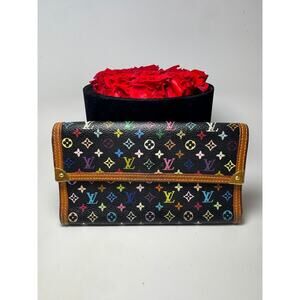 Louis Vuitton Multicolor Monogram Porte Tressor Trifold Wallet Black Wallet